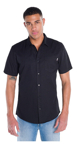 Camisa De Algodón Moda Oggi Hombre Popelina Negra Slim