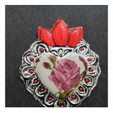 Corazón Mexicano De Aluminio, Artesanía. Hecho A Mano, Rosas