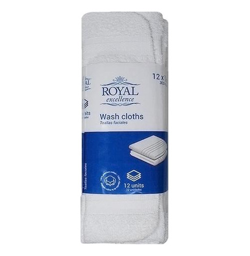 Toalla Facial Blanca Royal Excellence X12 100% Algodón 31x31