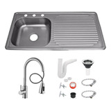 Fregadero Tarja Empotrar Acero Inox 80x50 C/kit Mezc Premium