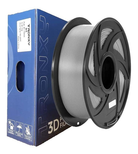 Filamento 3d Pla Tronxy De 1.75mm Y 1kg Plata