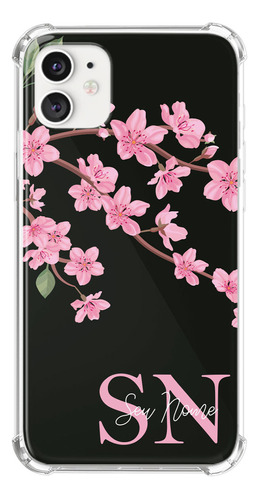 Capa Capinha Com Nome Personalizada Cherry Blossom Iniciais
