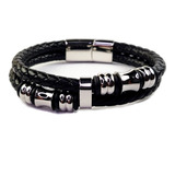 Pulsera Estilo Vikingo Con Broche Acero Inoxidable Cuero B