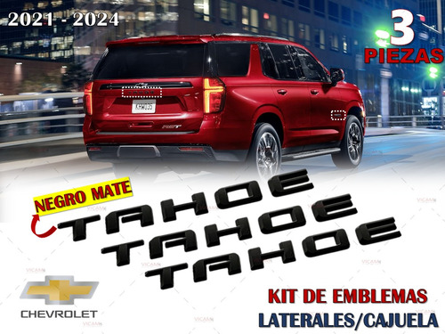 Kit De 3 Emblemas Tahoe 2021-2024 Negro Mate 