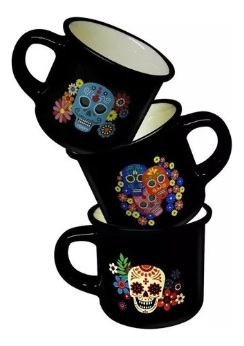 Tazas Mini De Cafe Espresso 3 Pzs Porcelana Tequilero Diseño