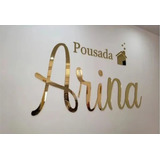 Sua Logo Personalizada Em Acílico Dourado - 60x30cm