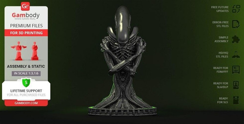 Avp Aliens Xenomorph Bust- Stl Impresora 3d
