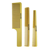 Kit 3 Peines Profesional Barberology - Babylisspro Dorado