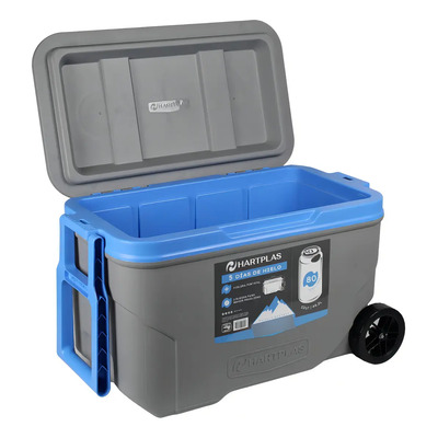 Hielera Hartplas Everest Adventure 52qt 80 Latas Con Llantas Color Gris\u002Fazul | Meses sin interés