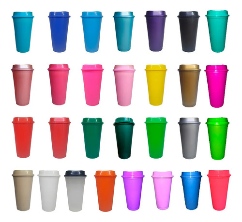 Vaso Para Cafe 100 Pzas Estilo Starbuck 16oz Reusable