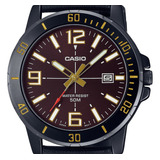 Relógio Casio Masculino Couro Cor Da Correia Preto Cor Do Fundo Bordô