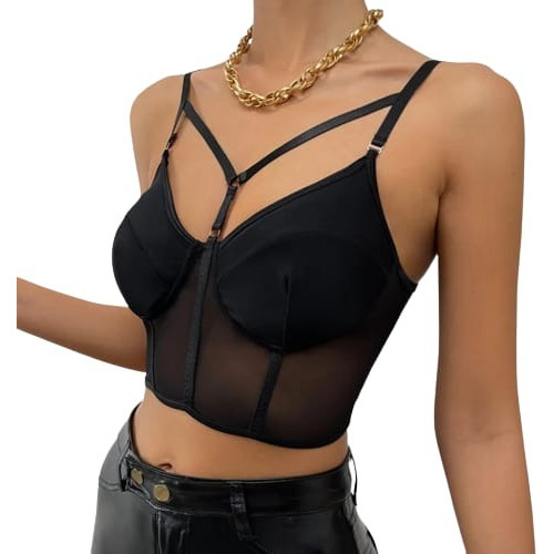 Crop Top Halter Mujer Top Corto Sexy Corset Con Tirantes C3.