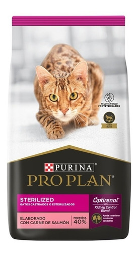Alimento Pro Plan Optirenal Sterilized Para Gato Adulto Sabor Salmón Y Arroz En Bolsa De 7.5 kg