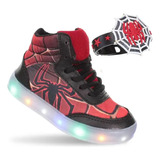 Kit Tenis Com Luz Aranha Heroi Gratis Pulseira