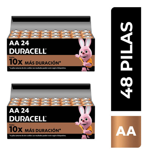 Duracell Pilas Aa Alcalinas, De Larga Duración 1.5v 48 Pzas.