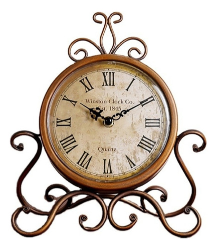 Reloj De Mesa Silencioso Con Pilas Vintage Retro Hierro Orna