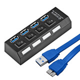 Hub Usb 3.0 High Speed 4 Portas Com Chave Led Indicador 1tb