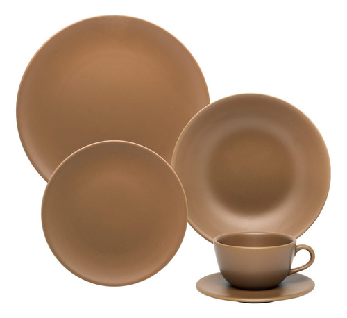 Aparelho De Jantar Unni Avelã 30 Peças Oxford Porcelanas