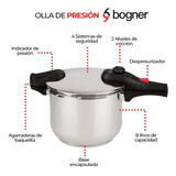 Olla De Presión Clásica De 8 L De Acero Inoxidable Bogner Color Gris