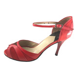 Zapato De Baile Tango Salsa Fiesta Baile Rojo 8,5 Cm