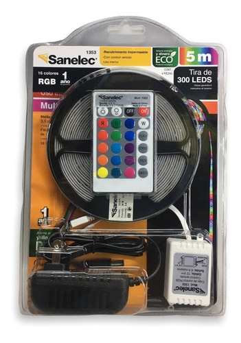 Tira Led Multicolor Rgb 36w 5mt Sanelec 1353