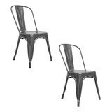 Set 2 Sillas Tolix Comedor Metálica Vintage Industrial Rojo Estructura De La Silla Gris Oscuro Asiento Gris Oscuro