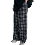 Women's Plaid Trousers Casual Wide Leg Pants