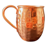 Caneca Barril De Cobre Martelada 350 Ml - Alça De Cobre