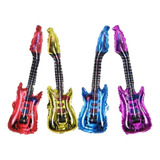 Set 4 Globos Metalizados Guitarra Fiesta Retro Rock And Roll