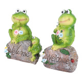 Decoración Con Forma De Ranas Sobre Piedras De Bienvenida, 2