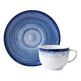 Taza De Té Con Plato Porcelana Schmidt Esfera Color Color Azul