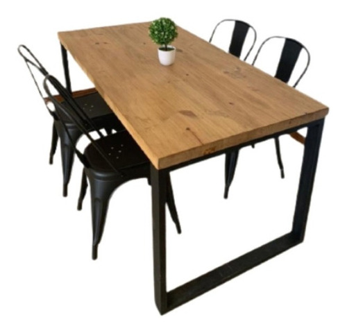 Mesa Comedor Industrial Madera Hierro (180x80x5 Cm) A Medida