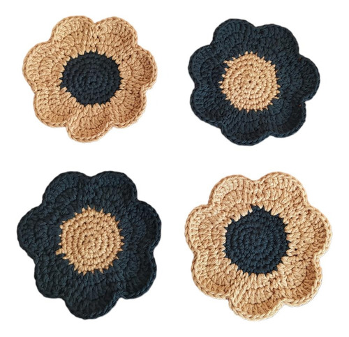 Posavasos Set X4 Crochet Diseño Flores