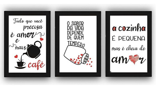 Placas Decorativas Quadro  20x30 Cozinha Tempero Cafe Amor 