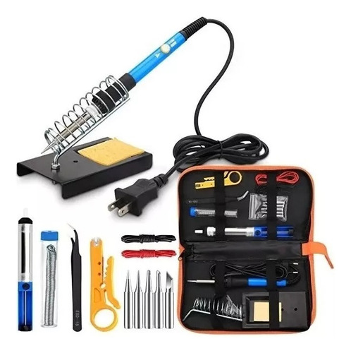 Kit Electrico Cautín 220v 60w Regulable 5 Puntas 16 Pcs 504c