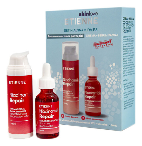 Set Crema + Serum Facial Niacinamida Repair Vit B3 Etienne