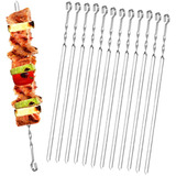 Set X12 Palitos 43 Cm Pinches De Brochette Parrilla Acero