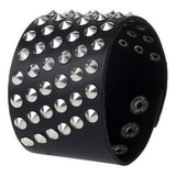 2xunisex Metal Punk Rock Correa Ancha Pu Brazalete De Cuero