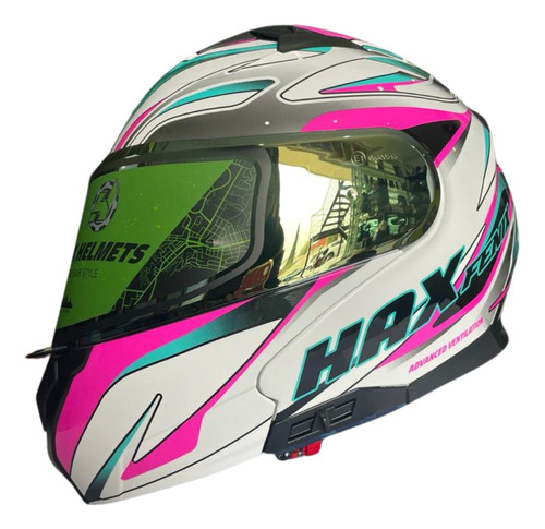 Casco Amatista Fenix Blanco/rosa/aqua L Hax Abatible