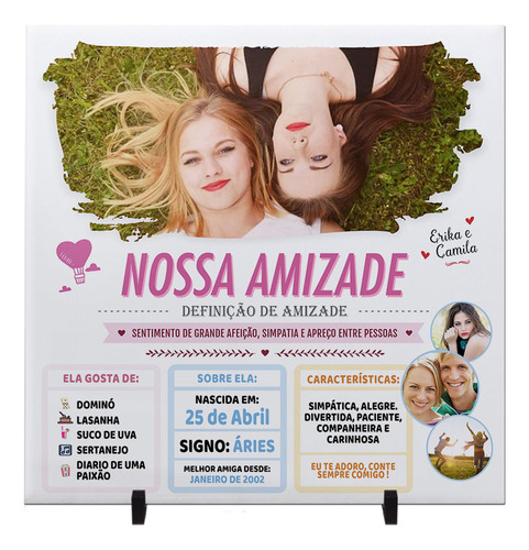 Azulejo Nossa Amizade Com Fotos Amiga Presente Personalizado