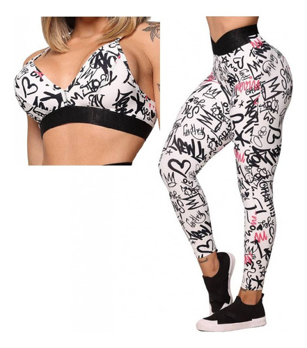 Conjunto Legging Comum Hit + Top Graffity Moving