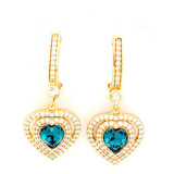 Aretes Corazón Mujer Oro Laminado 18k Largos Elegante Fiesta