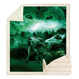 Alottagifts Wolves Wolf Green Manta Polar Sherpa De 50 X 60 