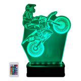 Lámpara Moto Cross Velador Infantil Acrilico Led Multicolor 