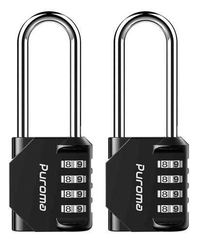 Puroma 2 Pack 2.6 Inch Long Shackle Combination Lock 4 Di...
