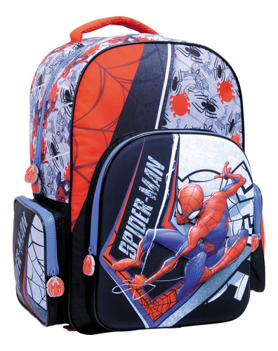 Mochila Spiderman Gray Espalda 18p 38222 Color Multicolor Diseño De La Tela Estampado