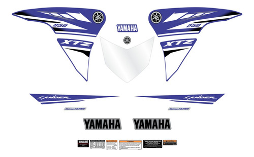 Kit Adesivo Faixa Emblema Xtz 250 Lander 2018 2019 Azul Blue