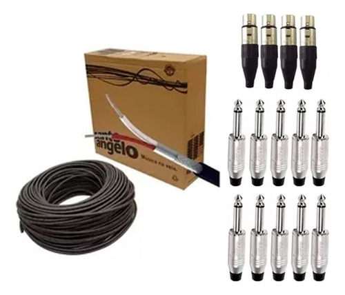 Kit Cabo Santo Angelo X30 Balanc. 30m+ 10 Plugs P10+ 4 Xlr