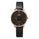 Reloj Q&q Qyq Elegante Qc27j001y Flor Acero Mujer + Estuche 