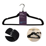 Kit C/ 3 Cabide Aveludado C/ Gancho Organizador Roupas Luxo Cor Preto